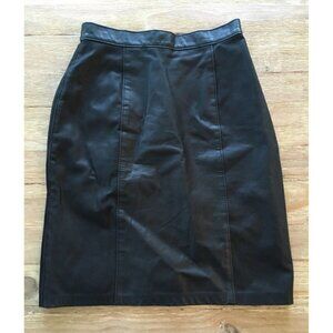 Vintage Daniel Marcus Womens Black Leather Pencil Skirt Size 10 Made in Canada